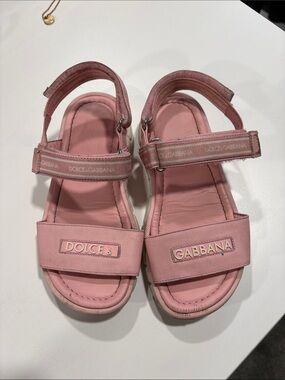 Dolce & Gabbana Kids Pink Logo Strap Sandals
